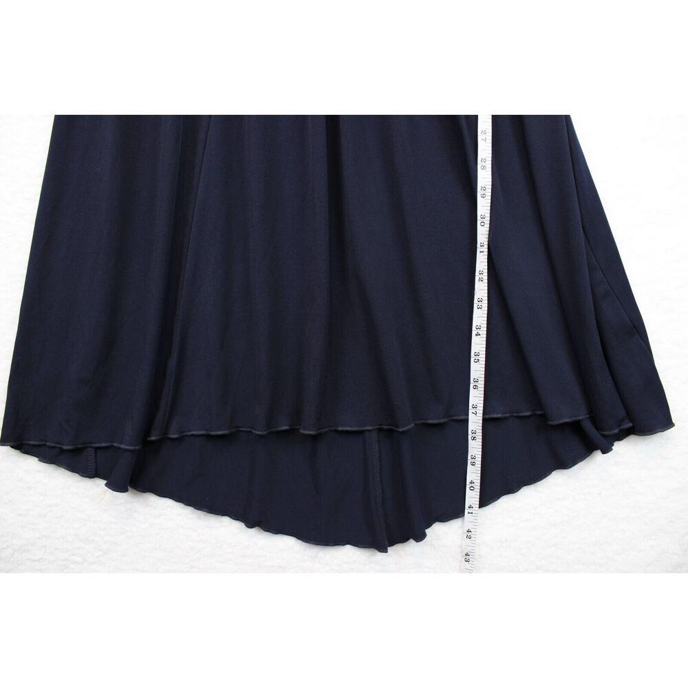Enfocus Studio Strap Dress Adorned Ruched High Low Women 8 Navy Evening Festive - Picture 9 of 11